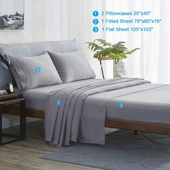 NEW Microfiber Bed Sheets Set 4 Piece with Down Alternative Comforter - Picture 2 of 8